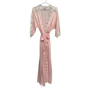 Previews USA Vintage Lace Long Robe Womens M Tie Waist Feminine Elegant Fantasy